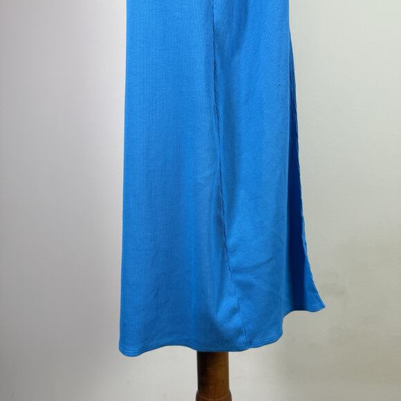 Aeire Midi Skirt Ribbed Beachwalk Size Medium Blue Side Slit Tie Coverup - Picture 6 of 12